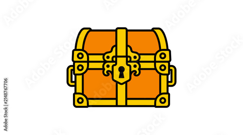 Vintage treasure chest with golden accents and lock symbol