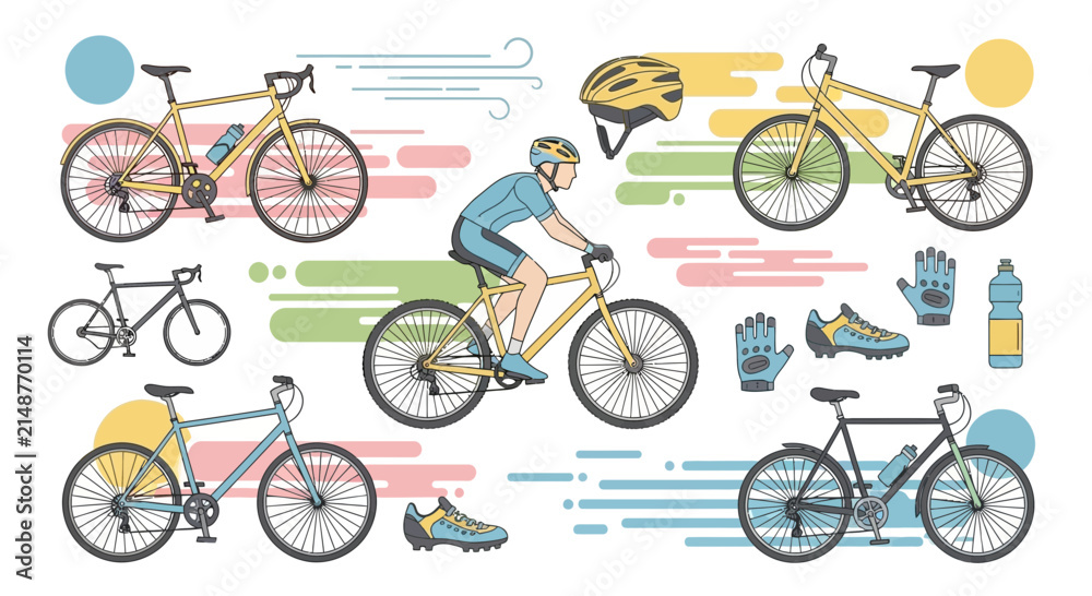 Naklejka premium Cycling Collection: Bikes, Rider & Gear