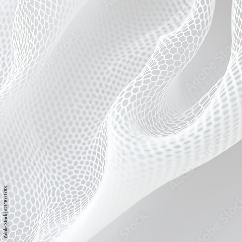 Plakat Fine white mesh net fabric translucent waves