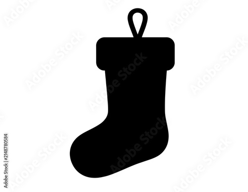 Black Christmas Stocking Silhouette Icon Vector