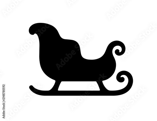 Black Silhouette of Santa's Sleigh Icon on White Background
