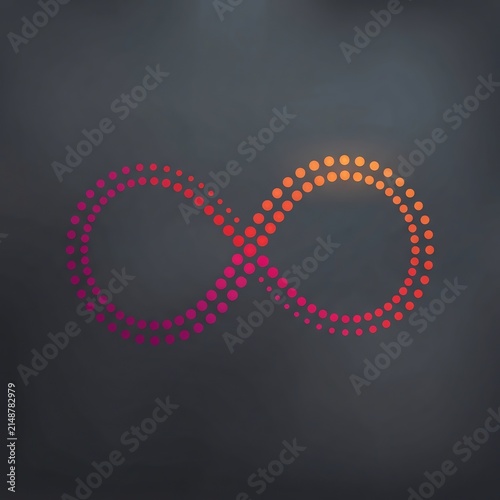 Colorful Infinity Symbol Made of Dots on Dark Background.