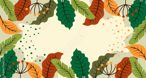 Elegant Green Leaves Floral Frame Background