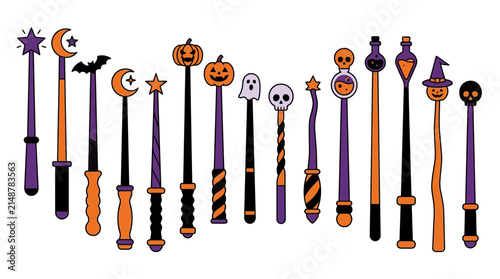 Фотография Halloween magic wands vector collection