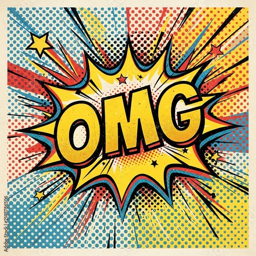 Vibrant Comic Book Style Explosion with OMG Text.