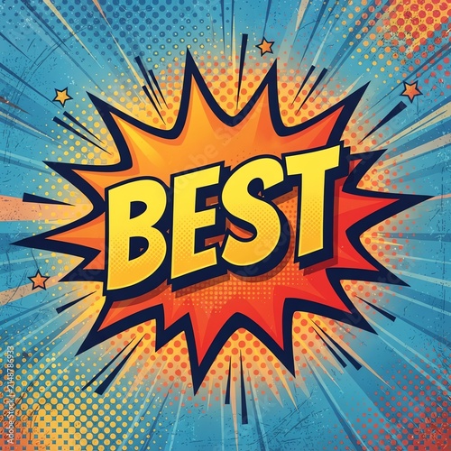 Vibrant Comic Style Best Award Badge Design.