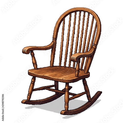 Wooden rocking chair on white background