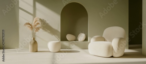 Sunlit Room Beige Chair, Pampas Grass, Niche