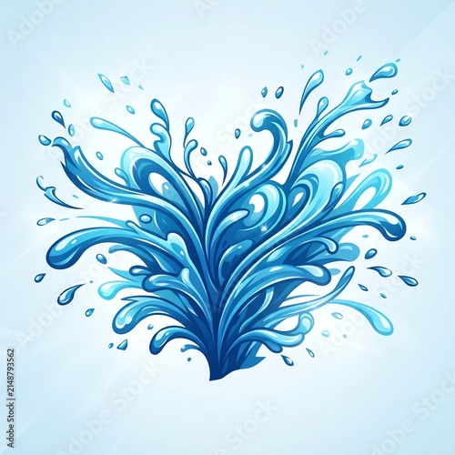 Dynamic Water Splash Illustration with Vibrant Blue Colors.