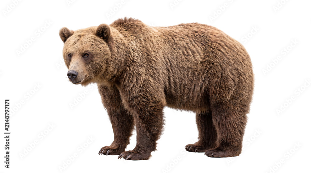 Naklejka premium Brown grizzly bear standing png isolated on transparent background