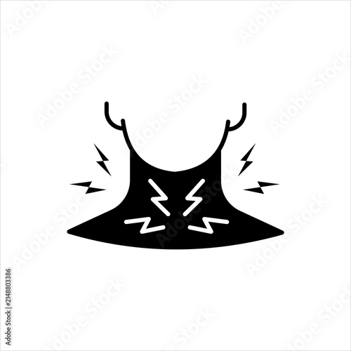 Minimal outline icon illustrating neck pain, muscle tension, cervical discomfort, and physical health problems.