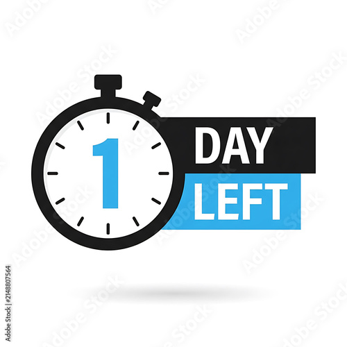 1 day left countdown badge with stopwatch icon