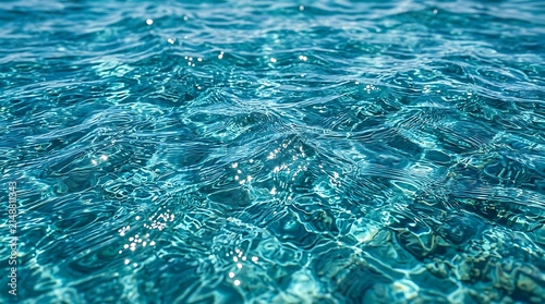 Clear Turquoise Ocean Water with Sunlight Reflections.