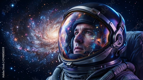 Astronaut in Space, Exploring the Universe, Cosmic Journey, Digital Art, Sci-Fi Environment, Close-Up, Galactic Adventure
