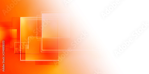 Abstract geometric white and orange color background with geometric rectangle shape and glowing light. Vector, illustration.	