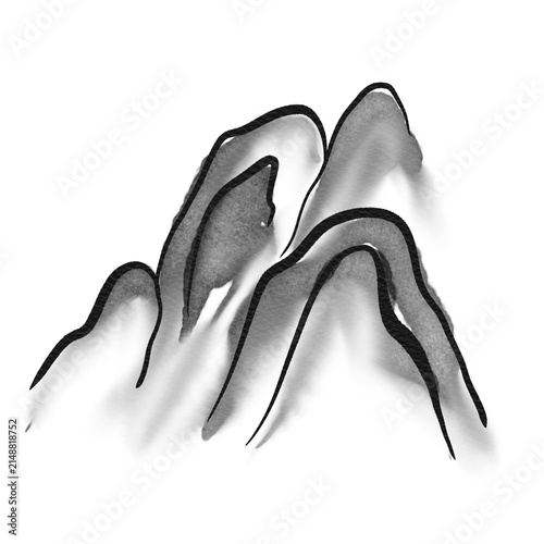Illustration watercolor of an traditional chinese painting mountain