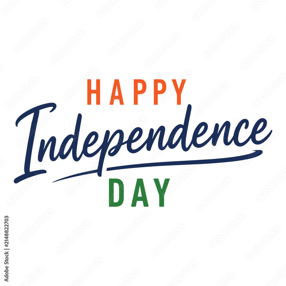Fototapeta premium Happy Independence Day Typography Lettering Text on White Background