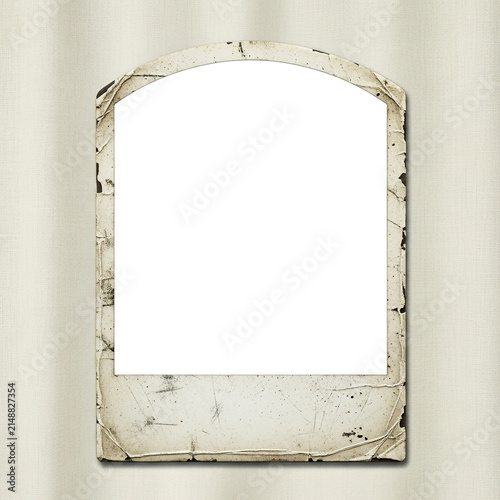 Vintage arch top wall mirror with distressed white paint finish.