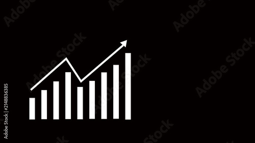 Abstract business graph icon animation background. allusive graph chart showing marketing sales profit increasing to future target suitable for business development direction animation.