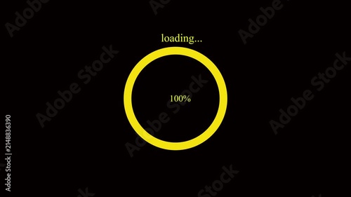 Yellow color loading bar animation . rotation loading bar on black background.