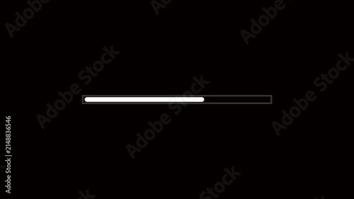 White Round Loading bar, download bar progress, animated loading screen on black background.