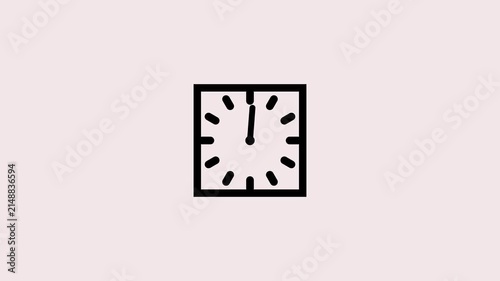 Simple clock icon spinning animation. Clock icon flat style 24 hours day fast speed with moving timer clock rotation.
