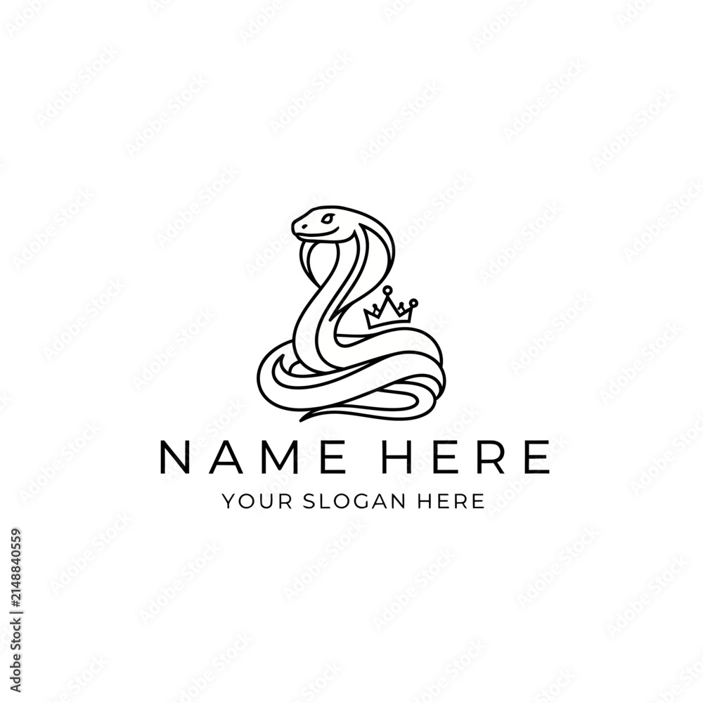 Obraz premium Elegant Cobra Snake Logo with Crown, Isolated Icon