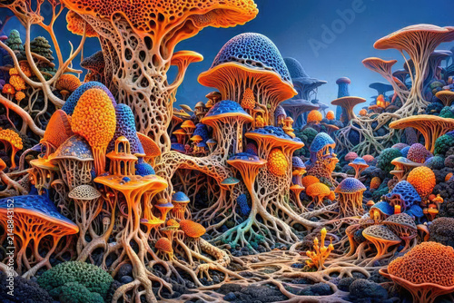 Maximalist Mycelium Grown Architecture Chaos Design Vector