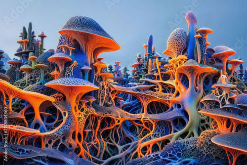 Maximalist Mycelium Grown Architecture Chaos Design Vector