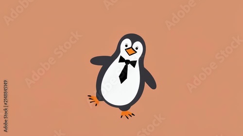 cartoon penguin sliding on ice animation sequence