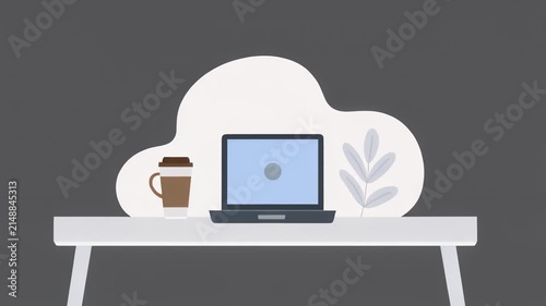cartoon robot waving hand on desk background