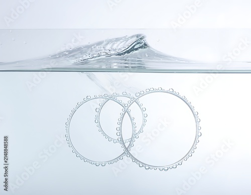 Interlocking Silver Rings on White Background.