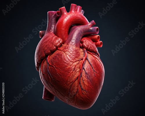 Detailed 3d render of a human heart organ for medical education