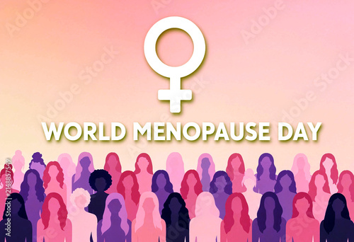 Colorful illustration of women celebrating world menopause day with female symbol design