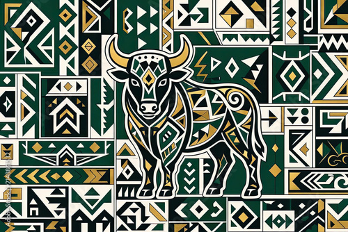 Premium Taurus Bull Tribal Mosaic Vector Background