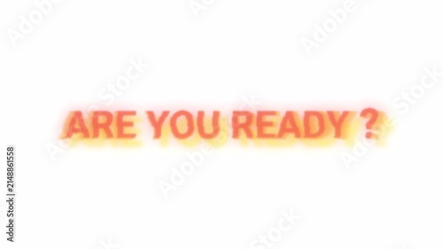Are you ready text sign animation on transparent background, are you ready text sign with VHS effect animated in 4k.