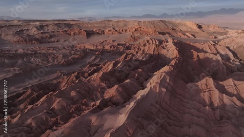 Aerial photography of the Moon Valley natural scenery in Atacama Desert, Chile, South America