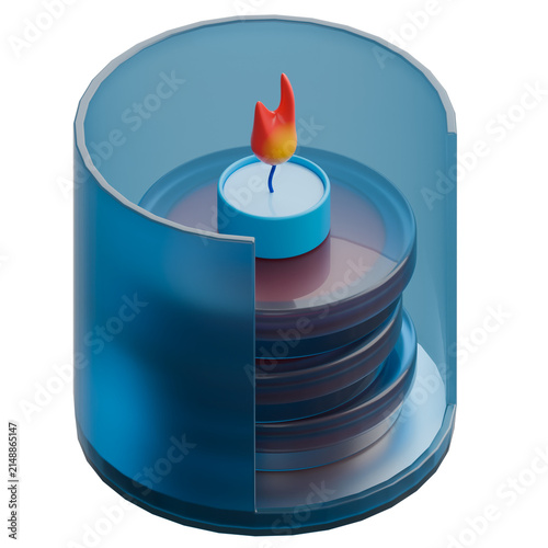 Candle Jar Method for Capnophilic Microaerophilic Bacterial Cultivation with Agar Plates 3D Illustration.