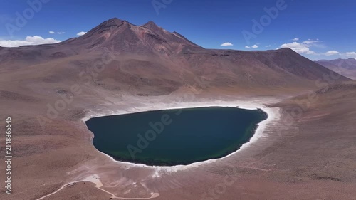Aerial view of the natural scenery of Laguna Miscanti Lake on the Atacama Plateau in Chile