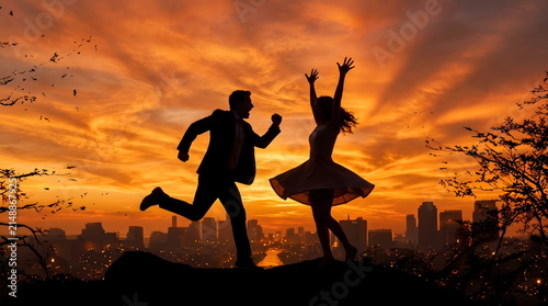Full body silhouette landscape photograph Created with Generativ