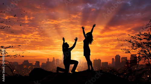 Full body silhouette landscape photograph Created with Generativ