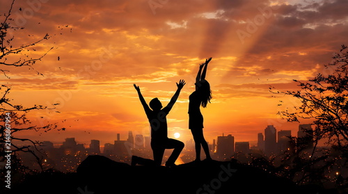Full body silhouette landscape photograph Created with Generativ