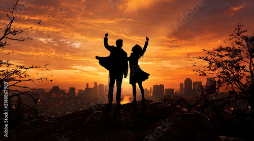 Full body silhouette landscape photograph Created with Generativ
