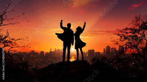 Full body silhouette landscape photograph Created with Generativ