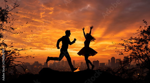 Full body silhouette landscape photograph Created with Generativ