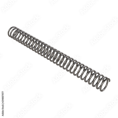 3D Isometric Long Steel Coil Spring Industrial Metal Mechanical Component Render
