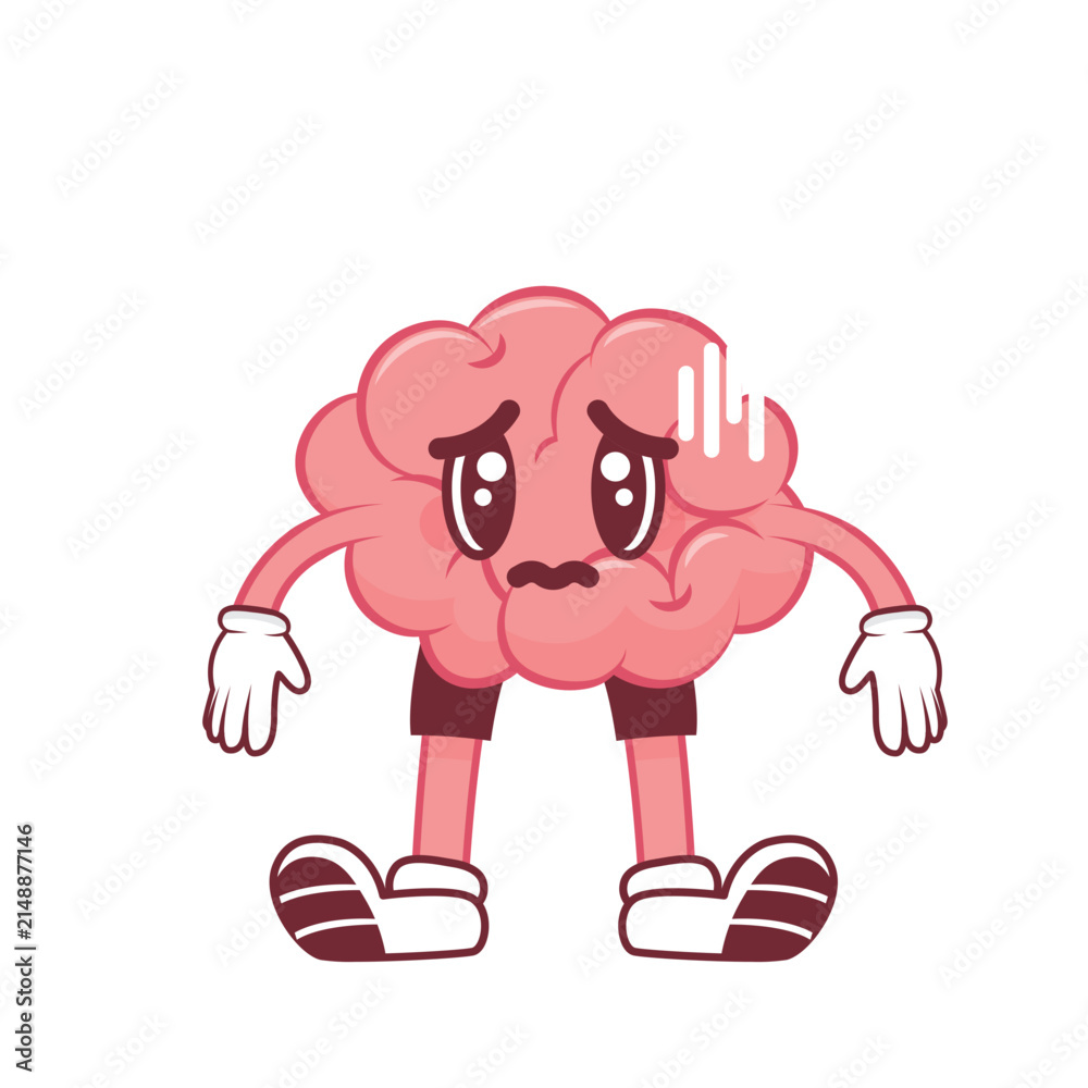 Fototapeta premium Cute Brain Cartoon Character
