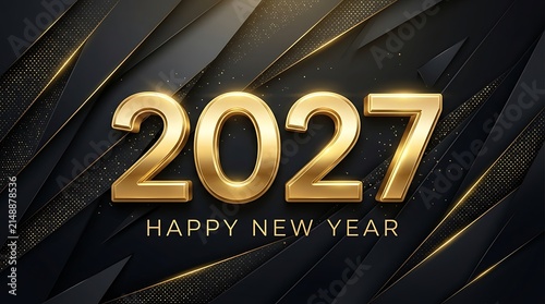Happy new year 2027 celebration design with golden numbers