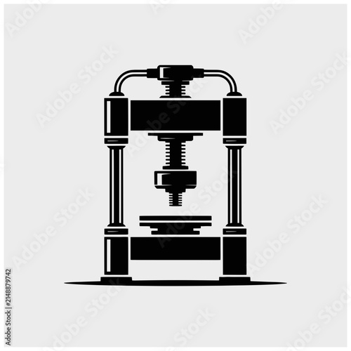 Black Industrial Hydraulic Press Machine Vector Icon