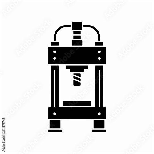 Black Industrial Hydraulic Press Machine Icon Vector
